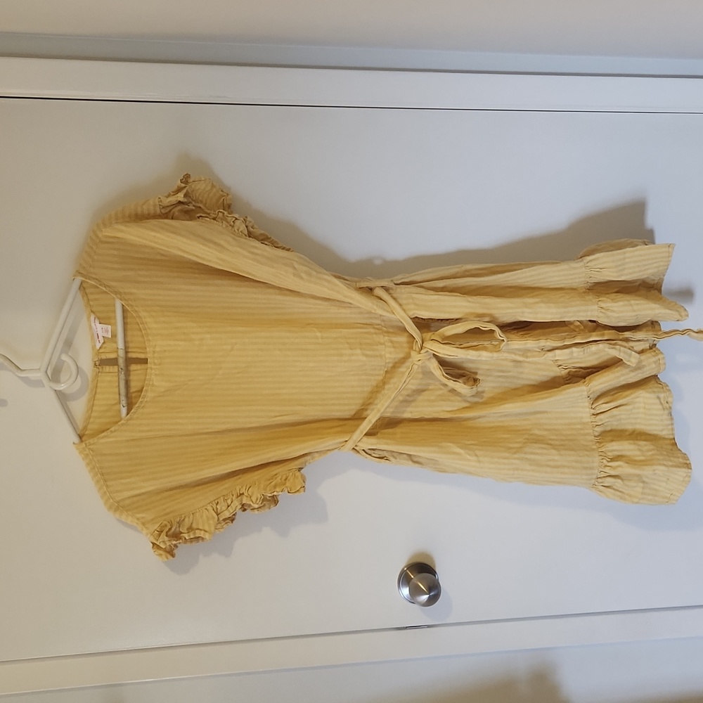 Jillian Harris Yellow Joe Fresh Stripe Wrap Dress